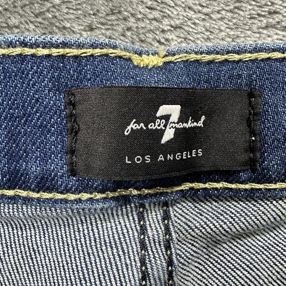 7 For All Mankind Jeans Womens 28 High Waist Cropped Straight Destroyed Hem - Picture 4 of 14